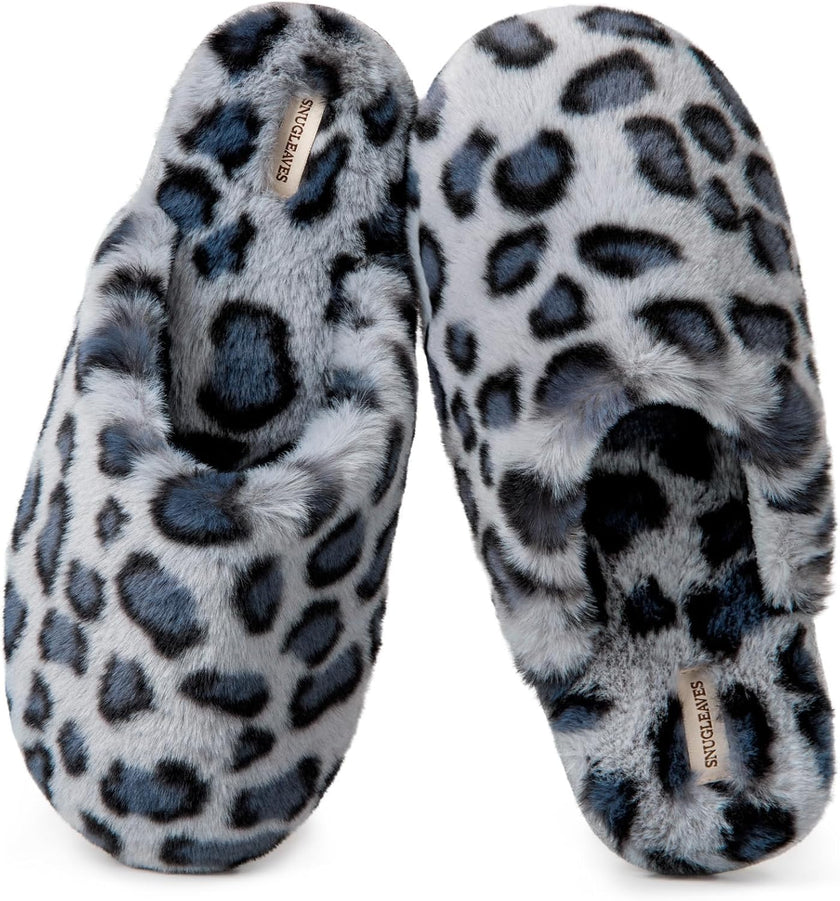 Women’s Plush Faux Fur Memory Foam Scuff Slippers – Cozy Indoor Slip-On House Shoes