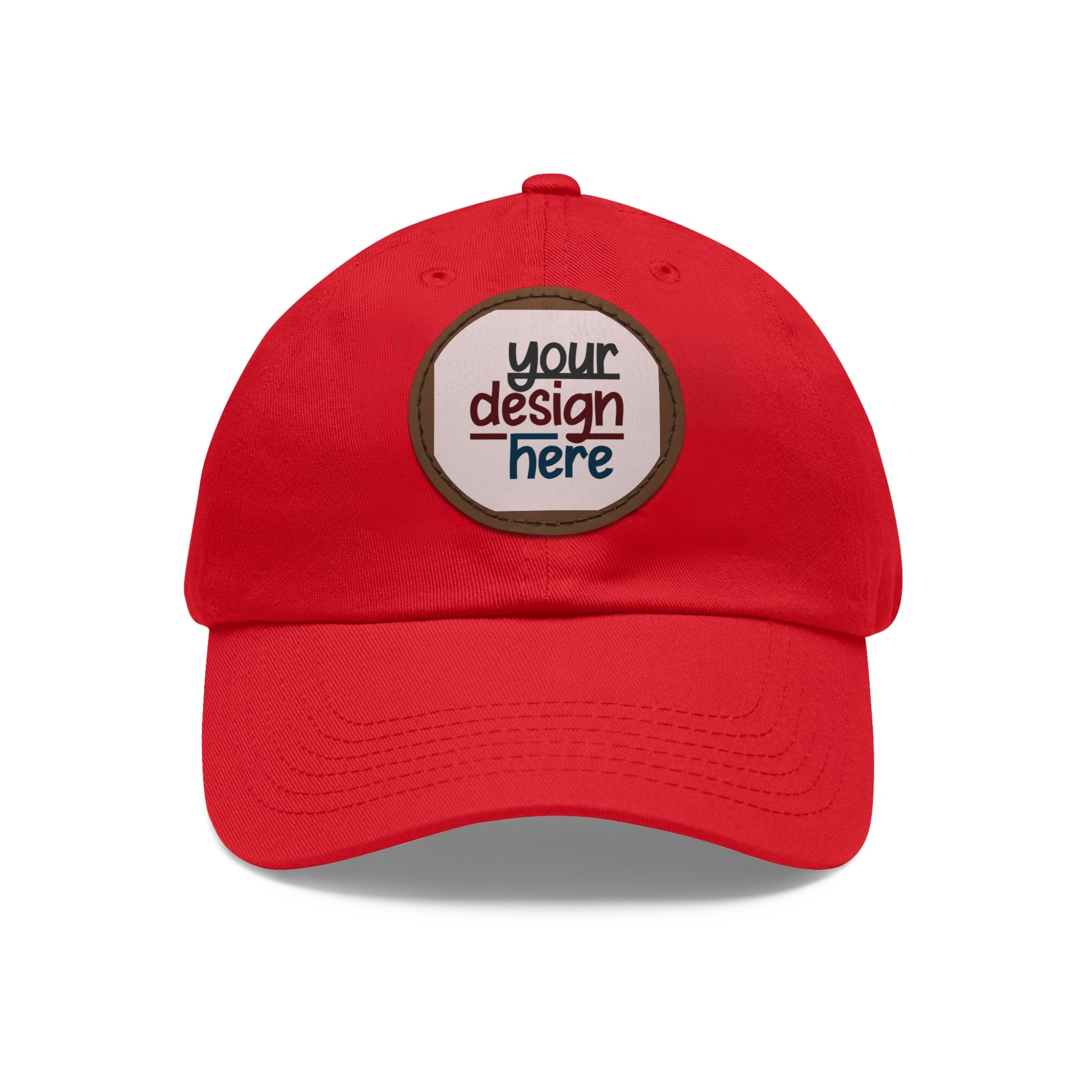 Customizable ValuCap VC300A Dad Hat with Round PU Leather Patch Front