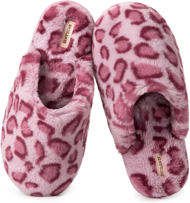 Women’s Plush Faux Fur Memory Foam Scuff Slippers – Cozy Indoor Slip-On House Shoes