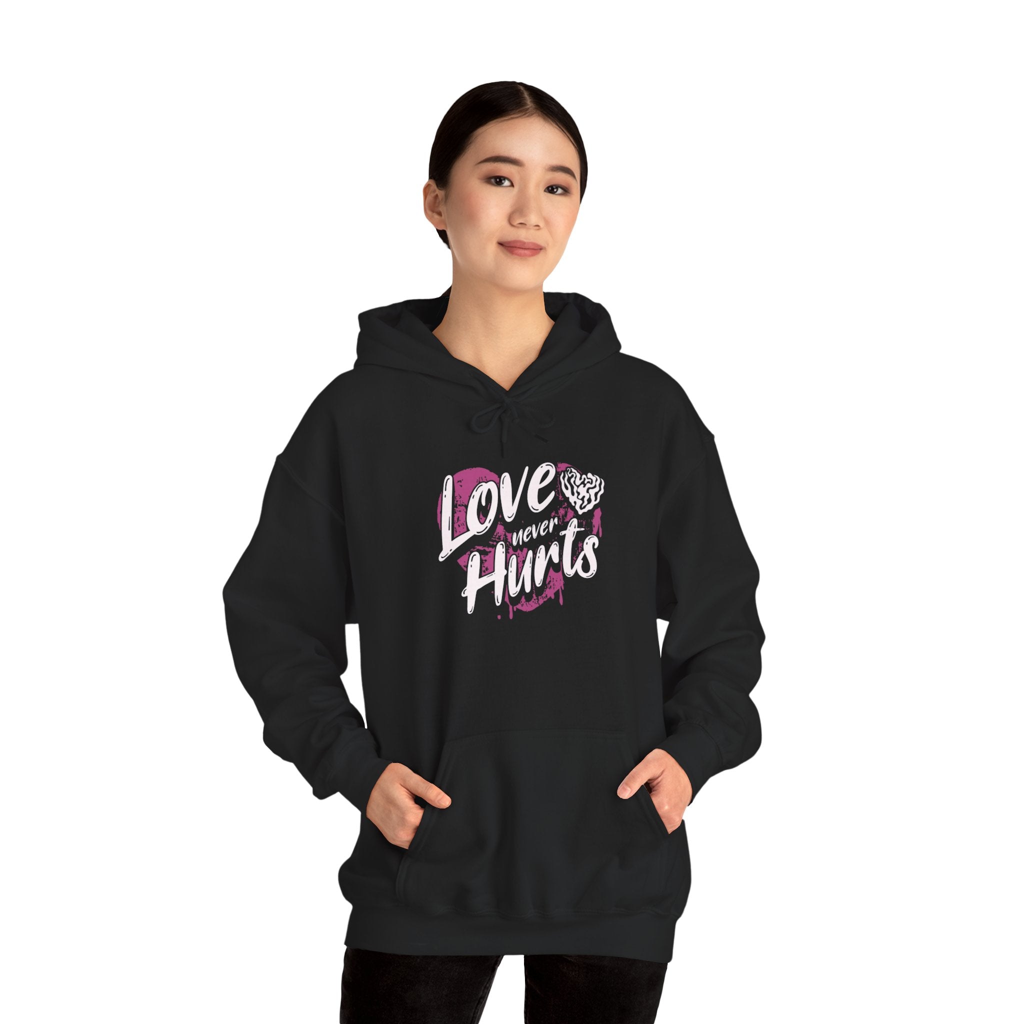 Gildan 18500 Unisex  Hooded Sweatshirt | Love Never Hurts Graphic Print