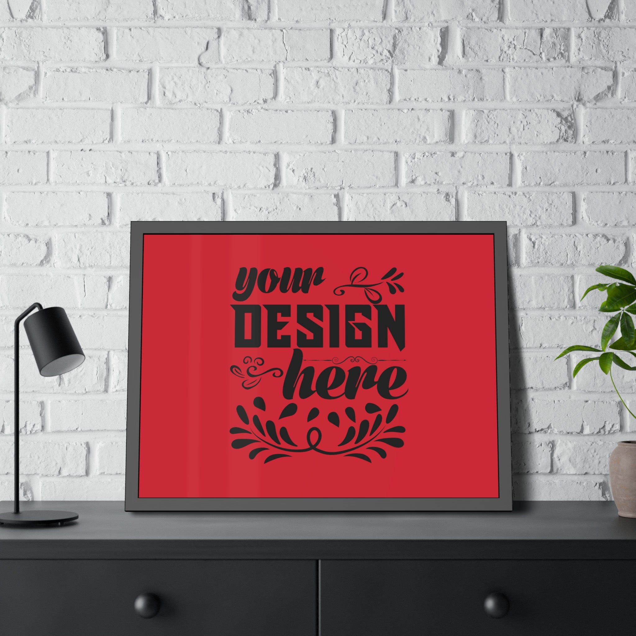 Customizable Framed Paper Poster with Matte Black Pinewood Frame Plexiglass