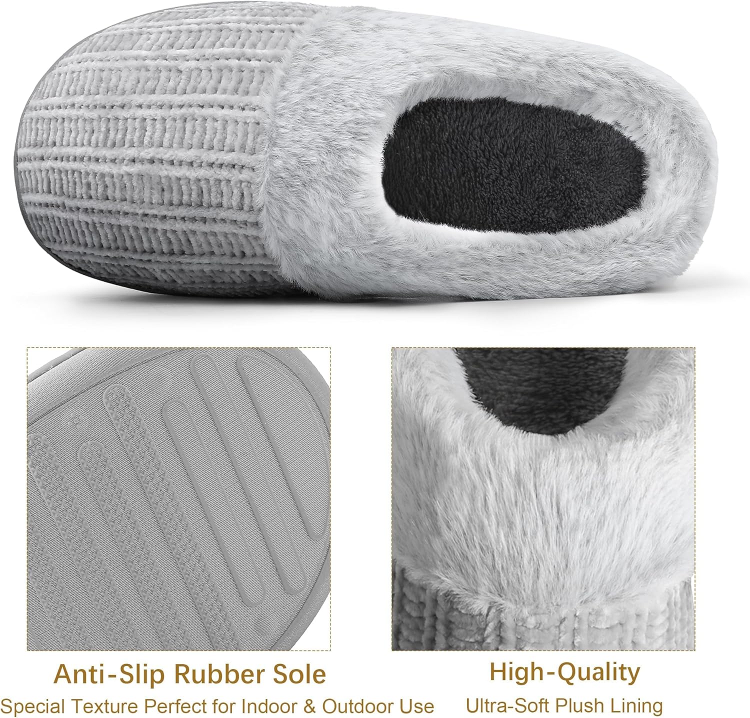 Women’s Memory Foam Plush Knit Slippers – Warm Cozy Indoor/Outdoor Comfort