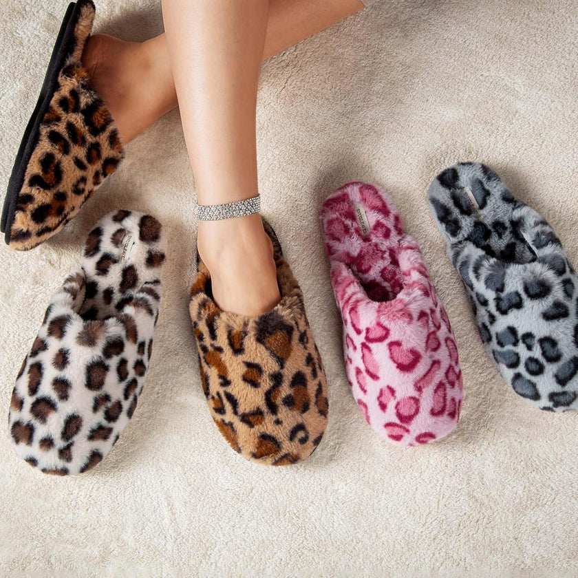 Women’s Plush Faux Fur Memory Foam Scuff Slippers – Cozy Indoor Slip-On House Shoes