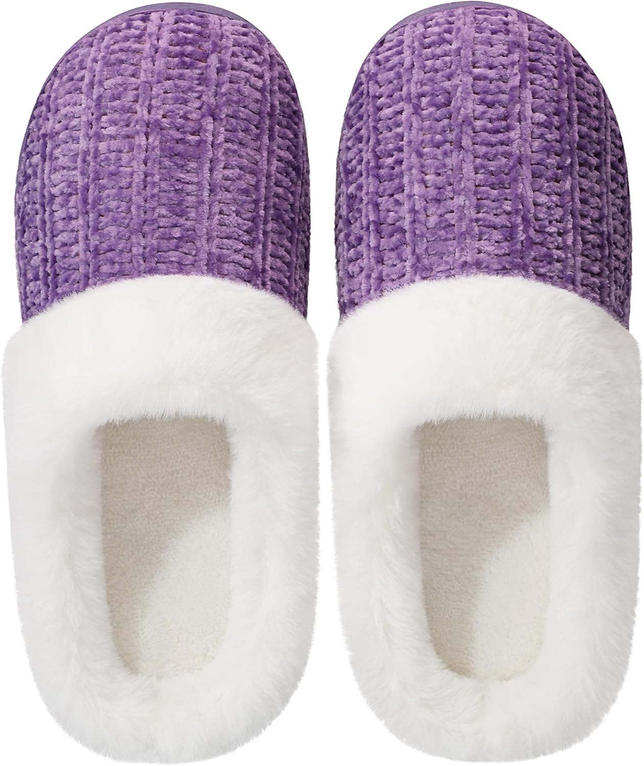 Women’s Memory Foam Plush Knit Slippers – Warm Cozy Indoor/Outdoor Comfort