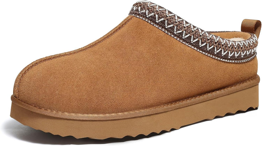 Women'S Fuzzy House Slippers Genuine Suede Fluffy Winter Slipper Cozy Furry Warm Shoes Indoor/Outdoor