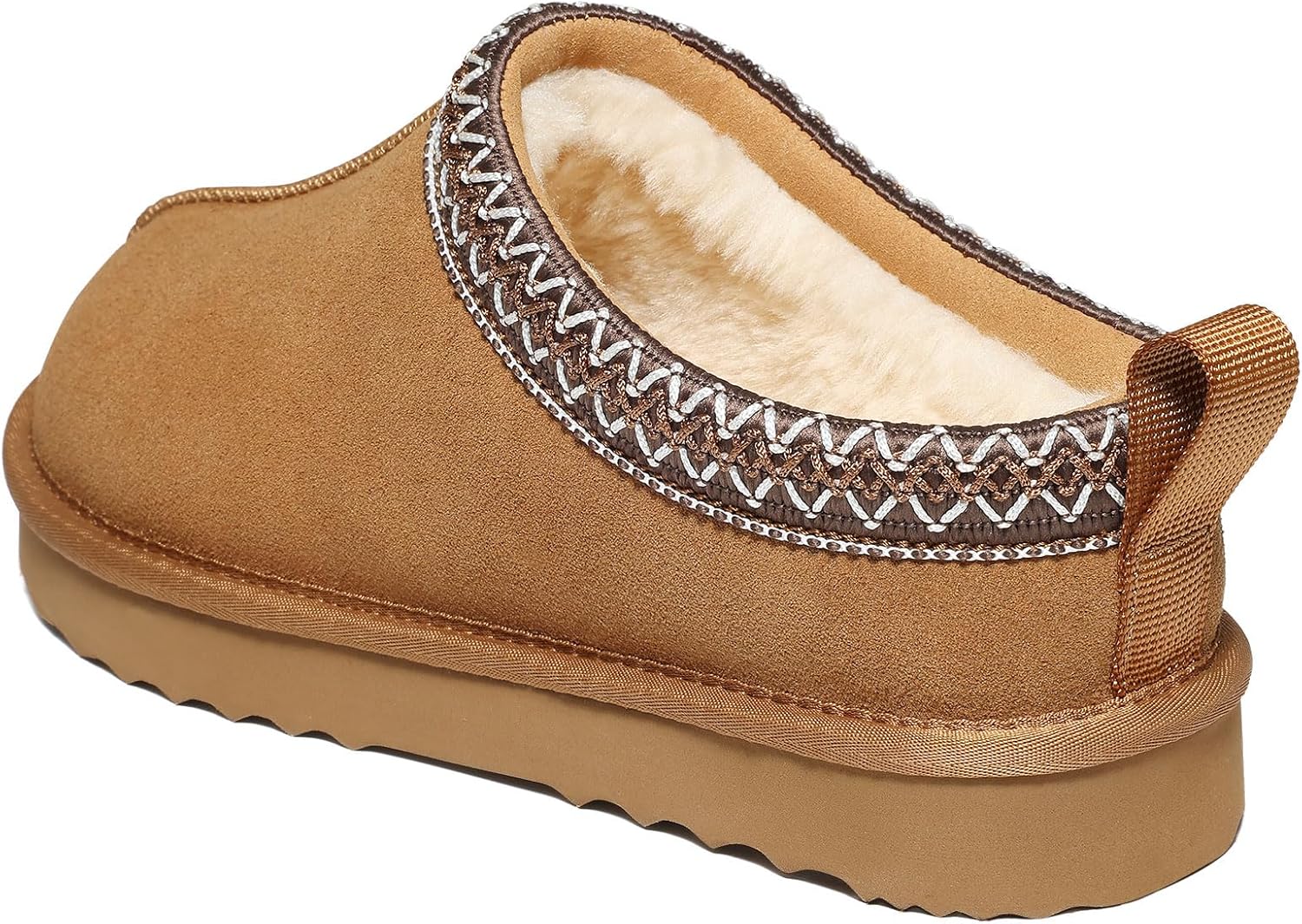 Women'S Fuzzy House Slippers Genuine Suede Fluffy Winter Slipper Cozy Furry Warm Shoes Indoor/Outdoor