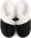Women’s Fuzzy Memory Foam House Slippers – Indoor Outdoor Cozy Knit Slip-On with Plush Lining & Anti-Skid Rubber Sole
