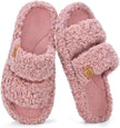 Womens Fuzzy Open-Toe Slippers Soft Comfy Memory Foam Indoor House Shoes
