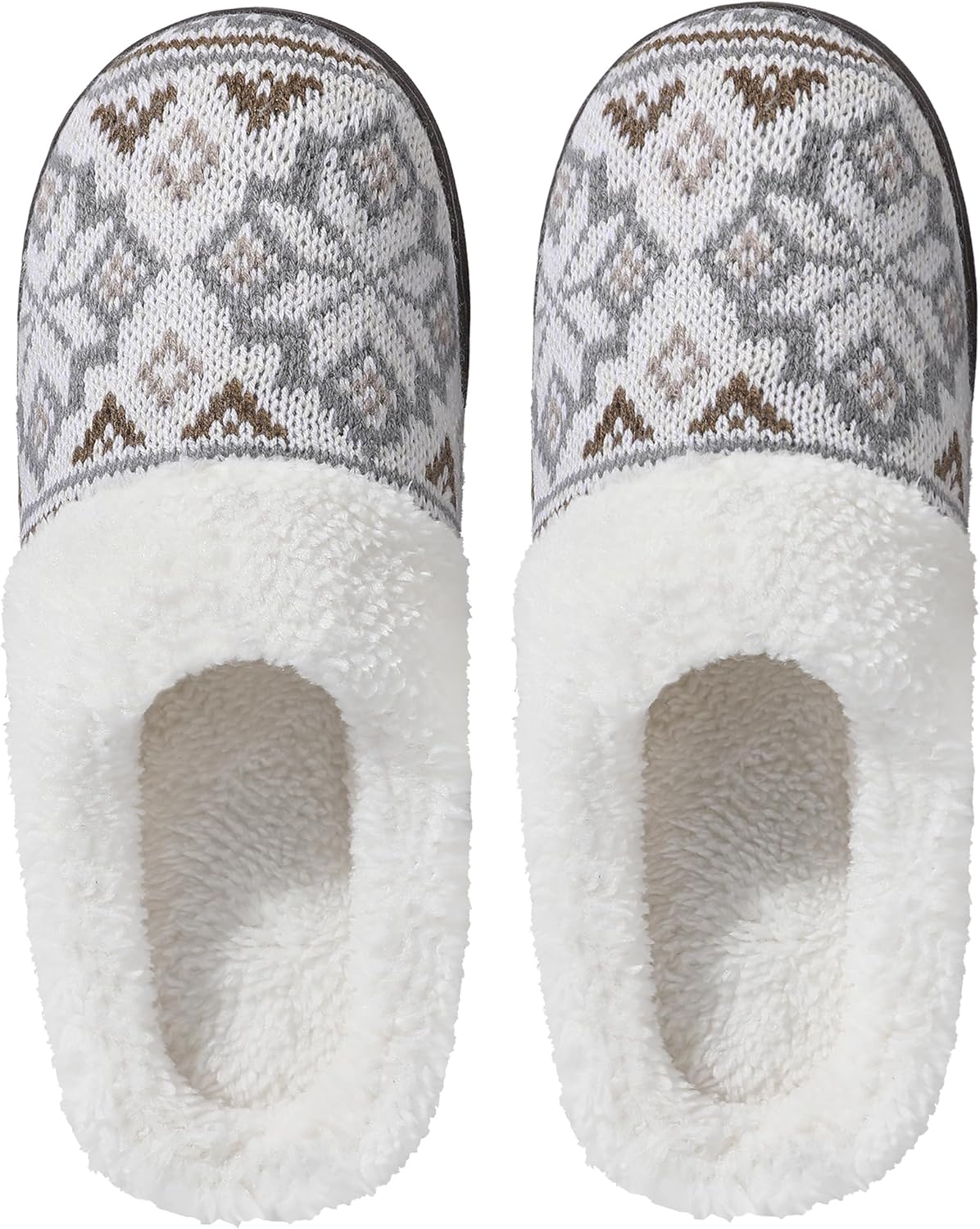 Women’s Memory Foam Plush Knit Slippers – Warm Cozy Indoor/Outdoor Comfort