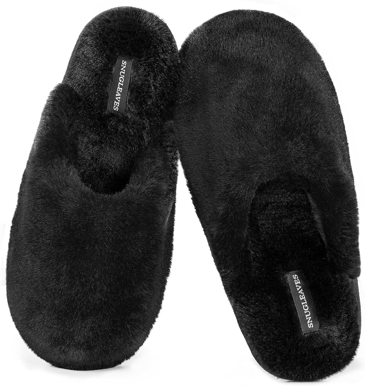 Women’s Plush Faux Fur Memory Foam Scuff Slippers – Cozy Indoor Slip-On House Shoes