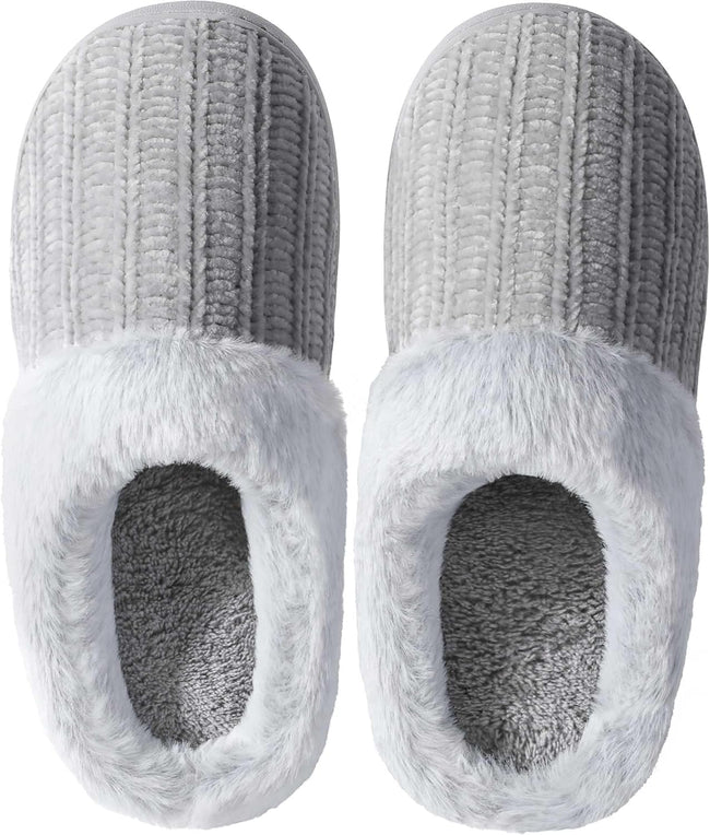 Women’s Memory Foam Plush Knit Slippers – Warm Cozy Indoor/Outdoor Comfort