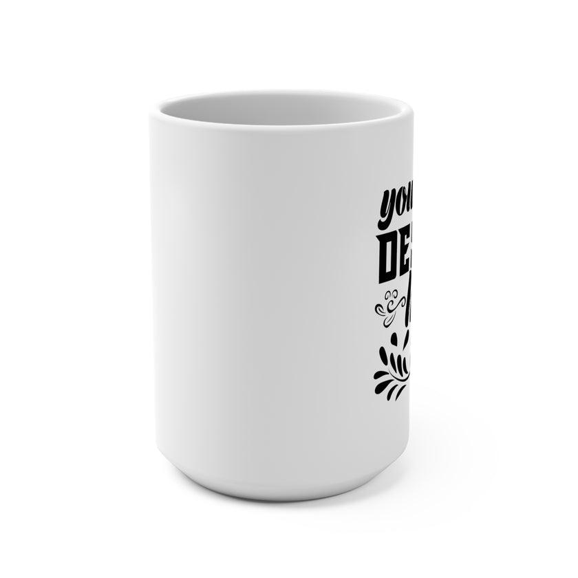 Customizable 15oz White Ceramic Mug Rounded Corners Lead BPA Free
