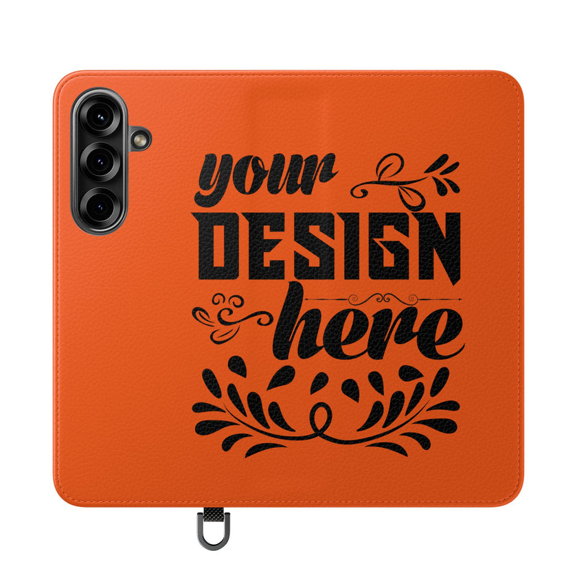 Customizable Flip Folio Phone Case With Card Slots Stand And Elastic Strap