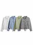 Nameria Womens Denim Collar Shirt