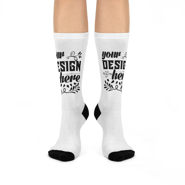 Customizable Cushioned Crew Socks 200 Needle Knit One Size Fit