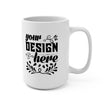 Customizable 15oz White Ceramic Mug Rounded Corners Lead BPA Free