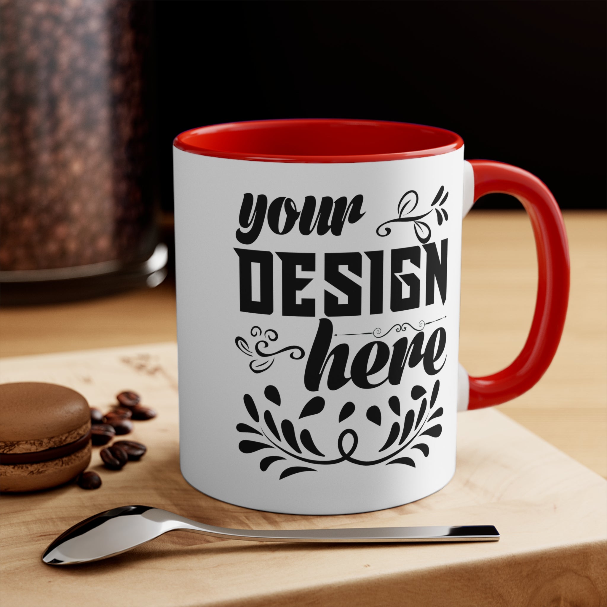 Customizable 11oz Accent Ceramic Mug with Colored Interior and Handle
