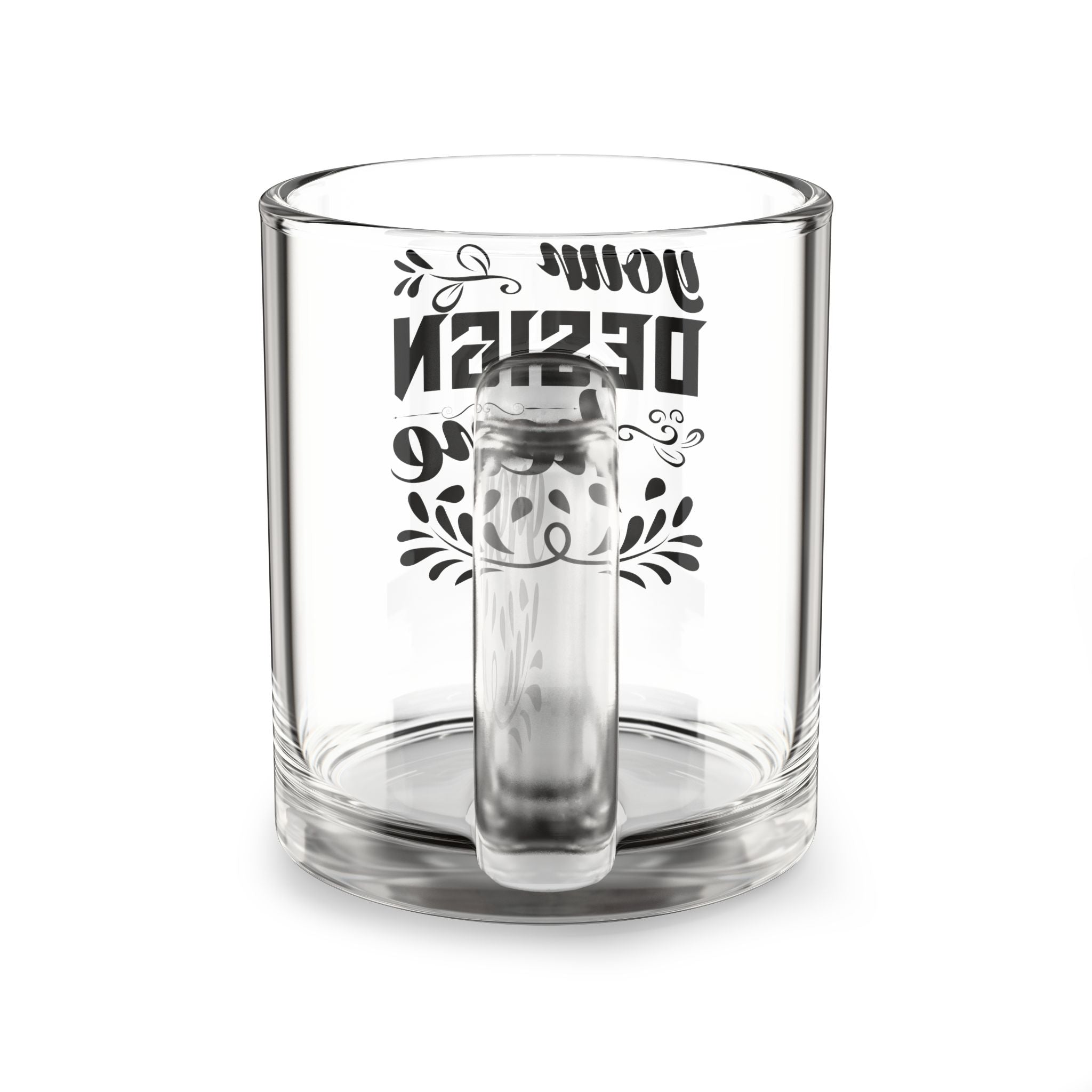 Customizable 10oz Clear Glass Mug with C Shaped Handle Heat Resistant
