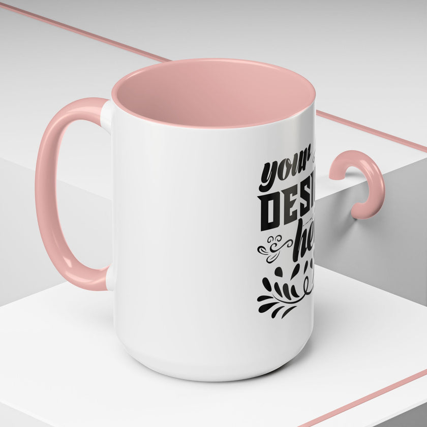 Customizable Accent Coffee Mug 11oz and 15oz Colored Interior Handle