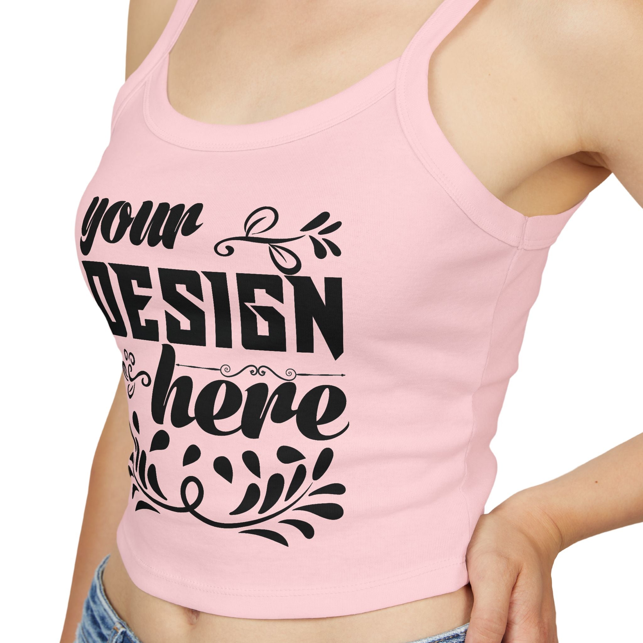 Customizable Bella+Canvas 1012 Womens Spaghetti Strap Tank Top Mid Length Fit