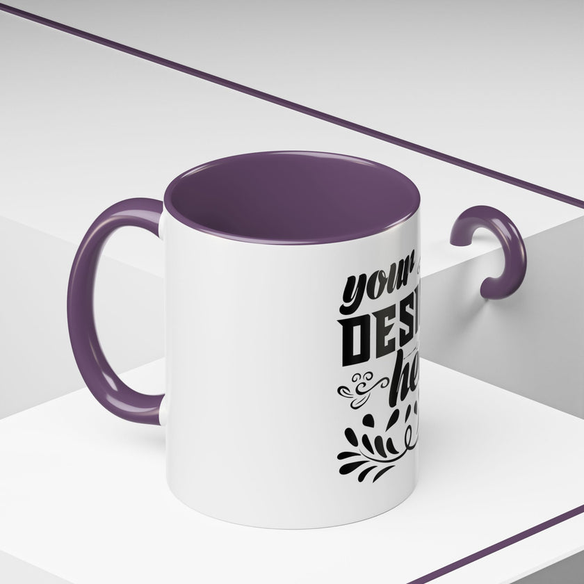 Customizable Accent Coffee Mug 11oz and 15oz Colored Interior Handle