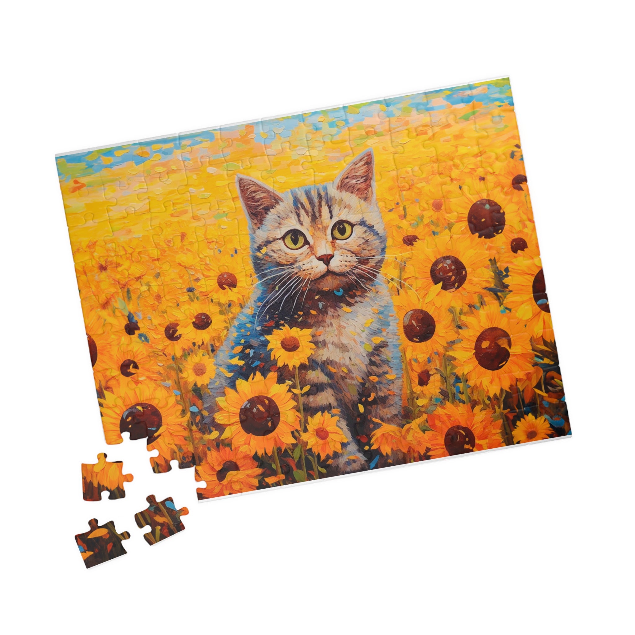 Generic Jigsaw Puzzle | Sunflower Cat Illustration Graphic Print