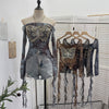 Nameria One-Shoulder Butterfly Embroidered Mesh Top
