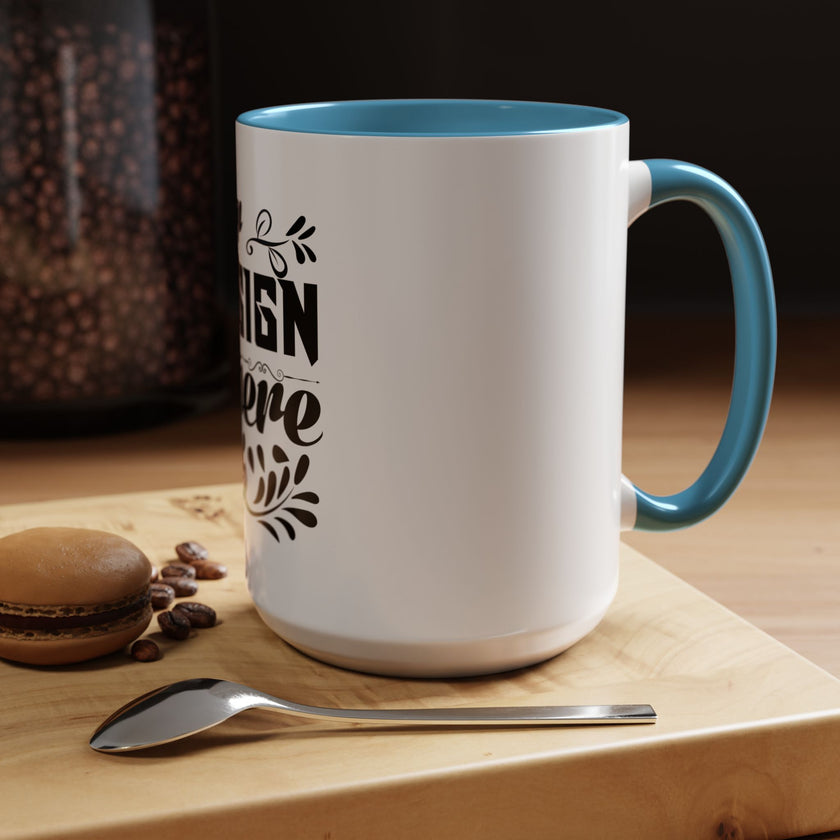 Customizable Accent Coffee Mug 11oz and 15oz Colored Interior Handle