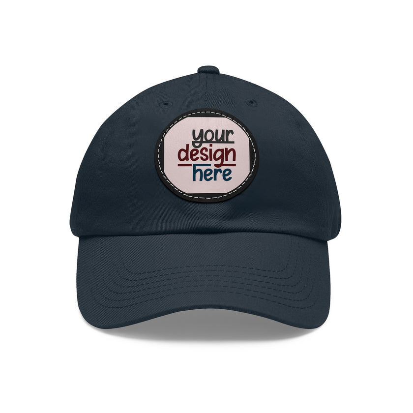 Customizable ValuCap VC300A Dad Hat with Round PU Leather Patch Front