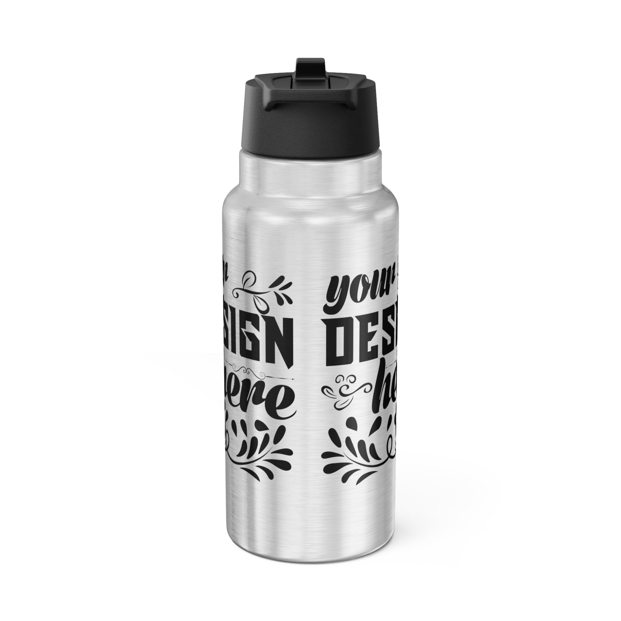 Customizable 32oz Stainless Steel Gator Tumbler Bottle with Straw Lid