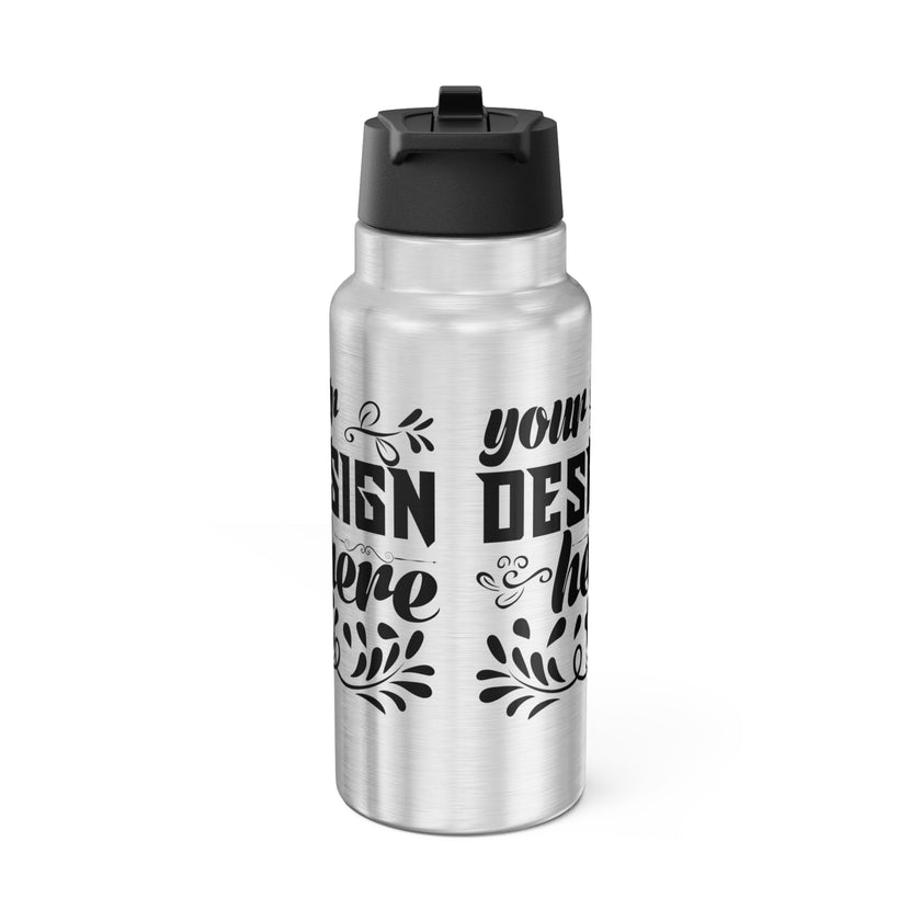 Customizable 32oz Stainless Steel Gator Tumbler Bottle with Straw Lid