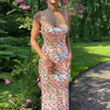 Nameria Floral Print Backless Sling Dress Slim Fit Long Length