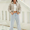 Nameria Womens Off-Shoulder Quilted Down Jacket With Fur Collar