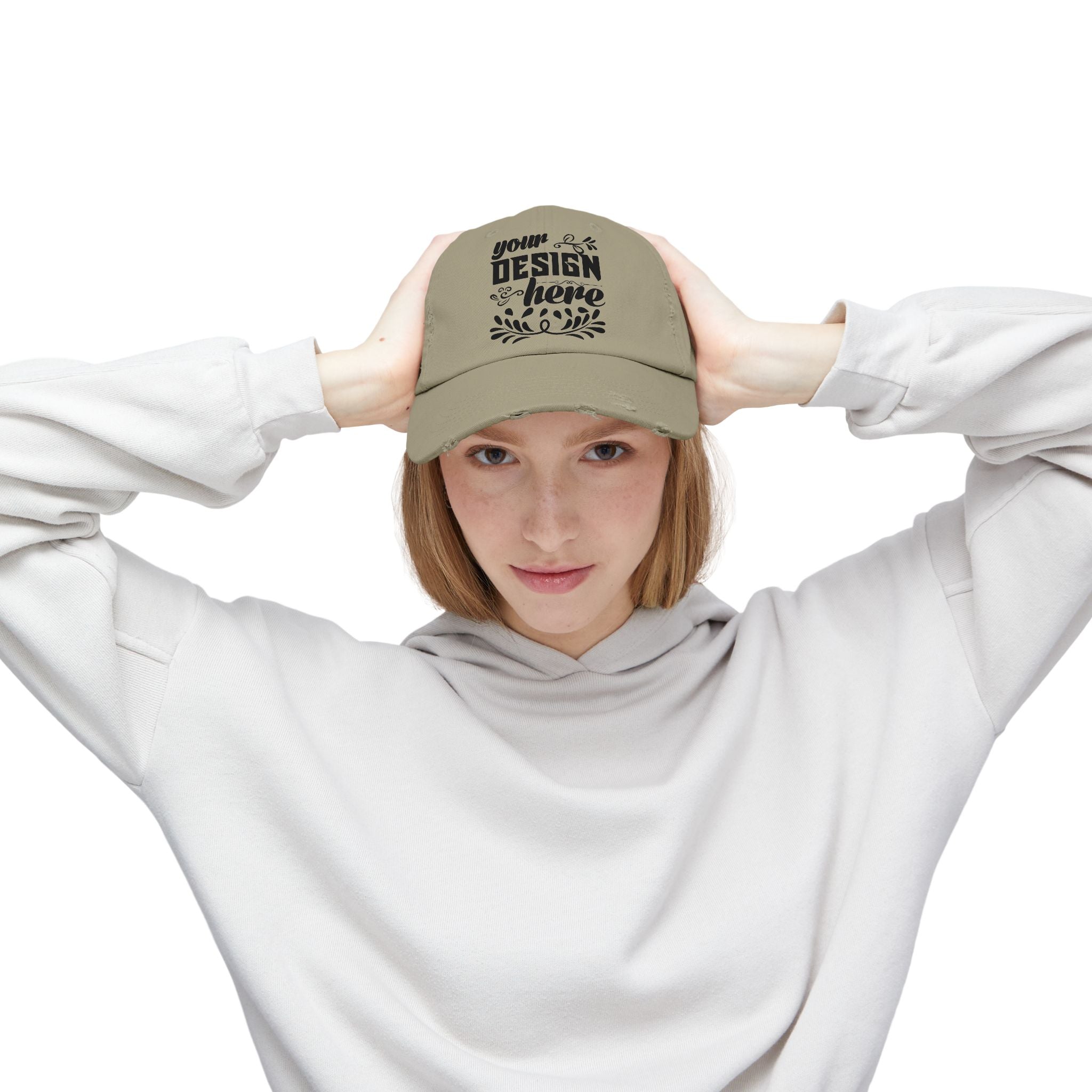 Customizable District DT600 Distressed Cotton Cap for Personalized Style