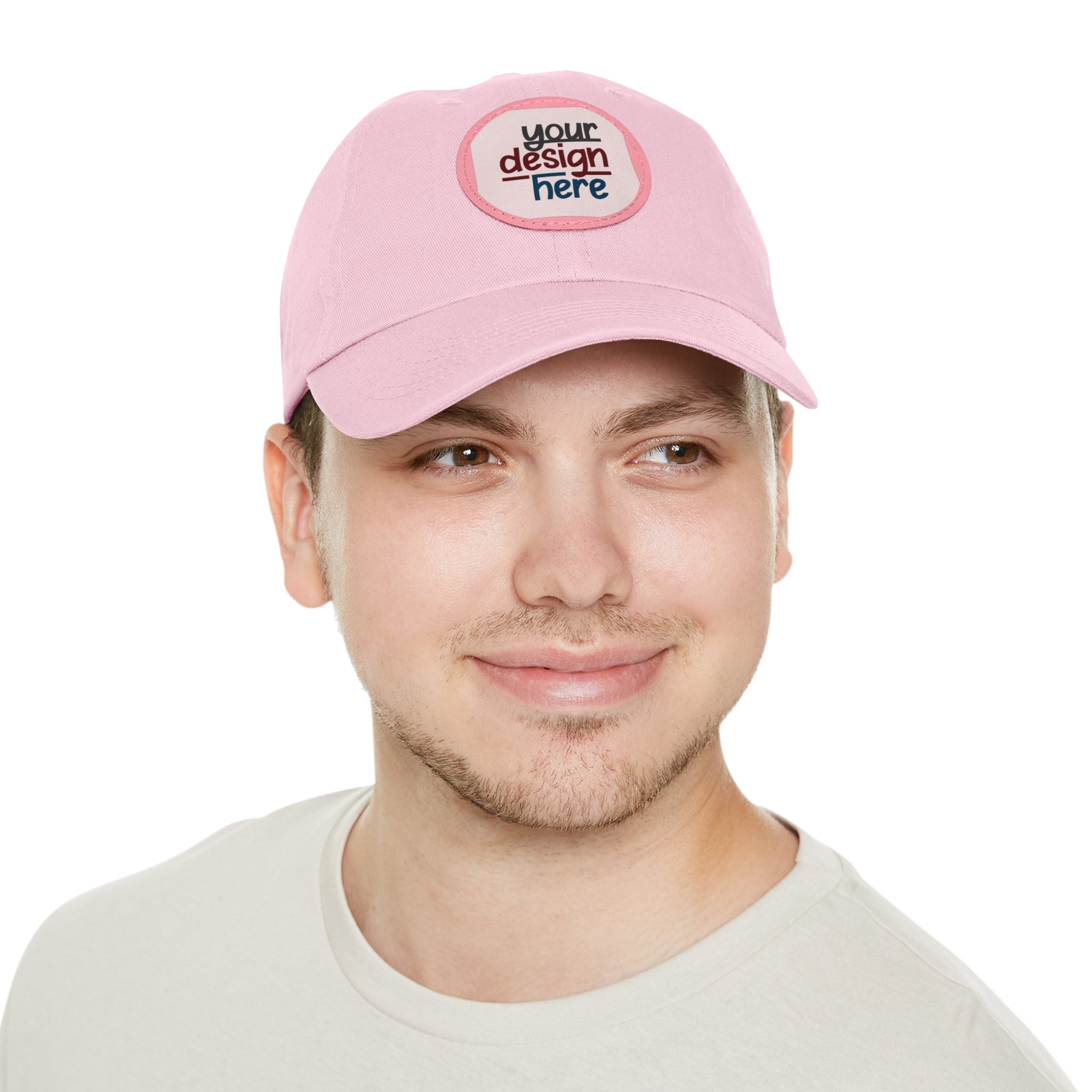 Customizable ValuCap VC300A Dad Hat with Round PU Leather Patch Front