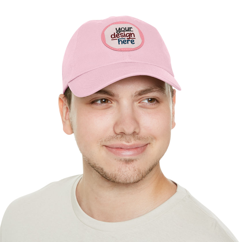 Customizable ValuCap VC300A Dad Hat with Round PU Leather Patch Front