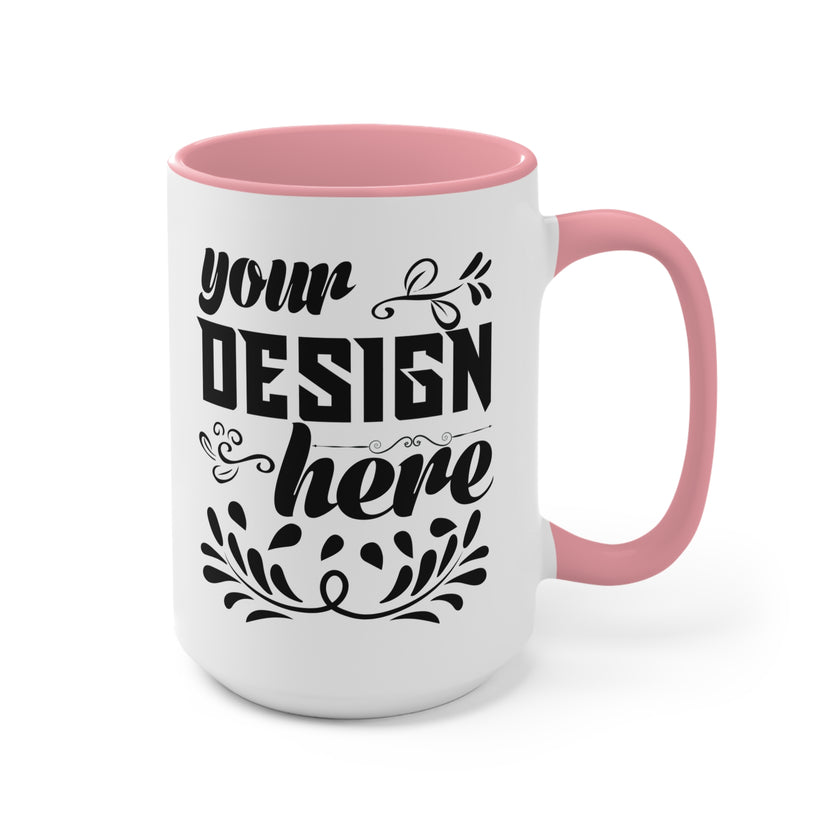 Customizable Accent Ceramic Mug 11oz 15oz Colored Interior and Handle