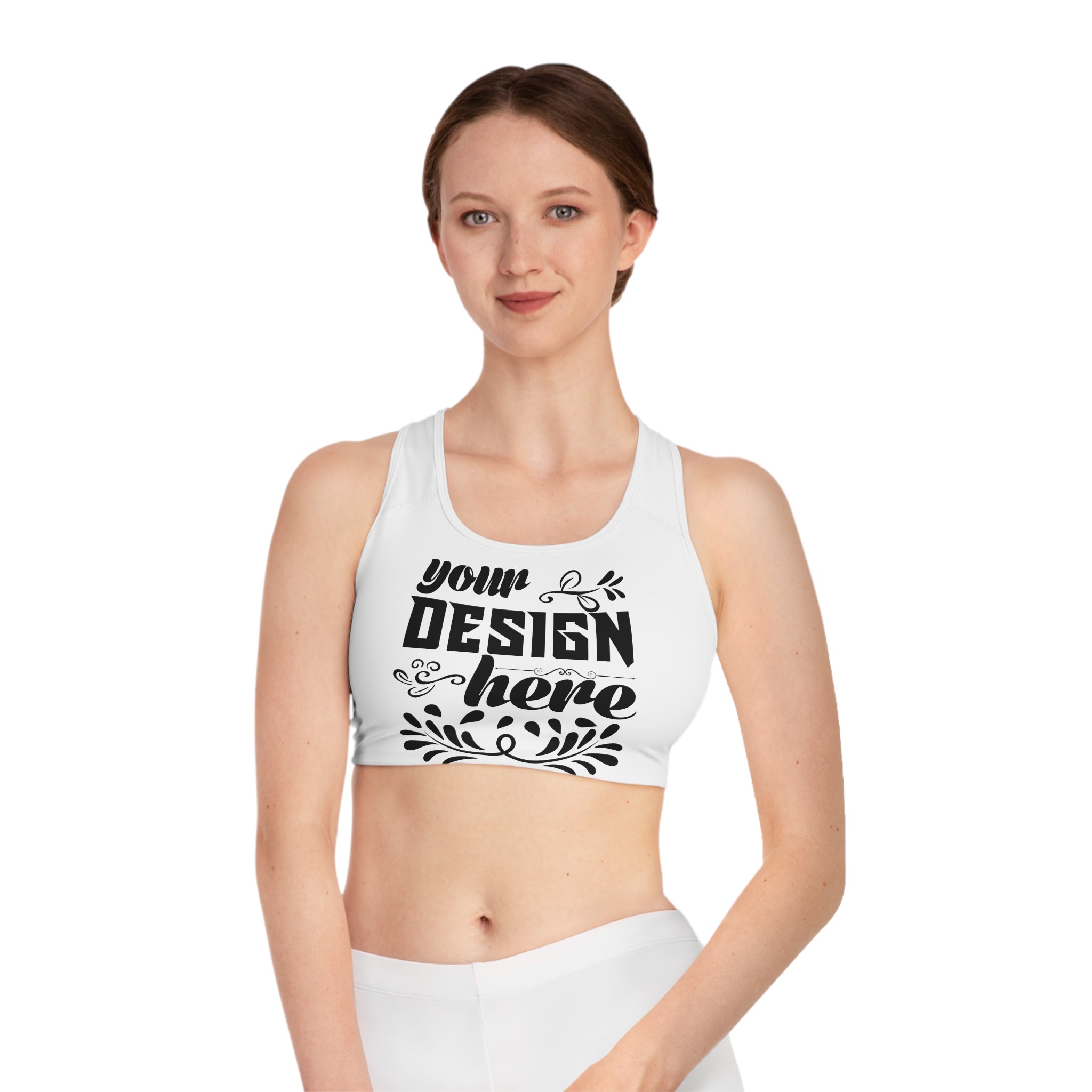 Customizable Generic Brand Sports Bra All Over Print Compression Fit