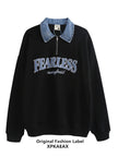 Nameria Unisex Oversize Denim Lapel Polo Sweatshirt