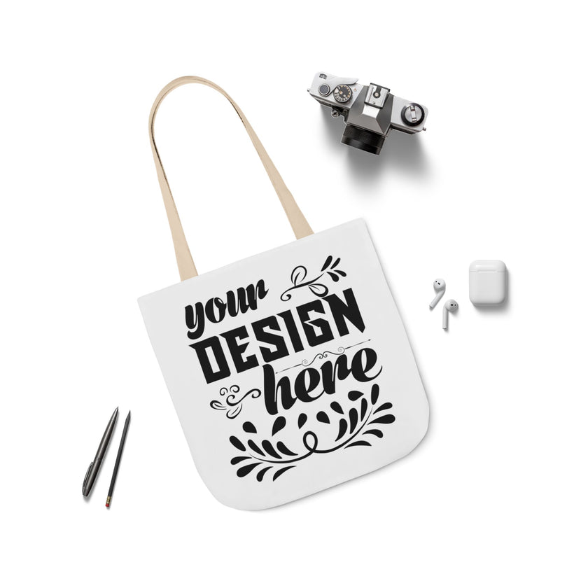Customizable Canvas Tote Bag With 5 Color Strap Options All Over Print