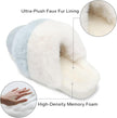 Women'S Two-Tone Fuzzy Collar House Slippers Memory Foam Plush Faux Fur Lining