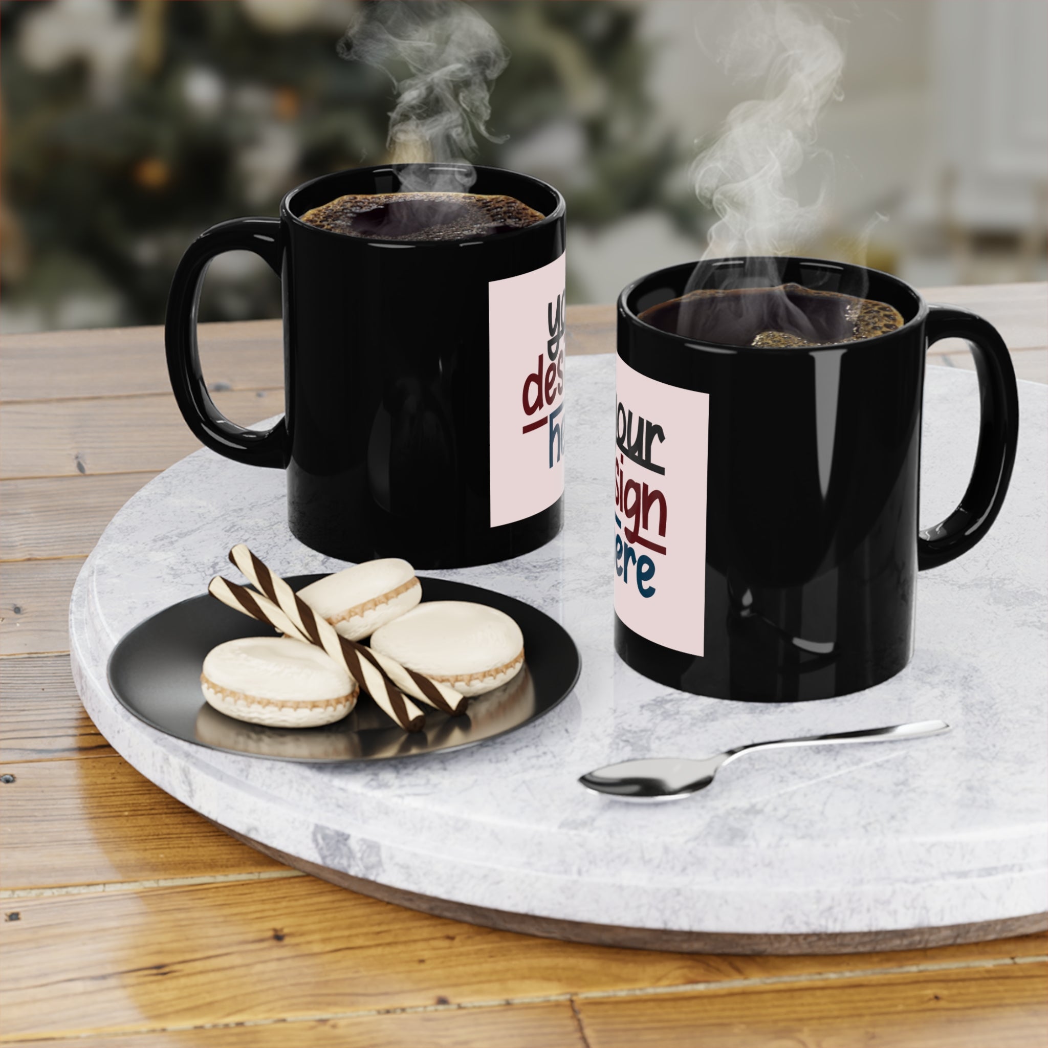 Customizable Black Ceramic Coffee Mug 11oz ORCA Coated Finish Daily Use