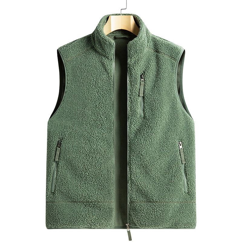 Nameria Unisex Fleece Lined Zip-Up Vest Stand Collar