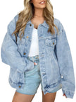 Nameria Womens Oversized Denim Jacket Long Sleeve