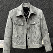 Nameria Men's Retro Tie-Dye Short Jacket with Lapel Collar