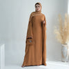 Nameria Womens Bat Sleeve Long Dress With Belt Crewneck