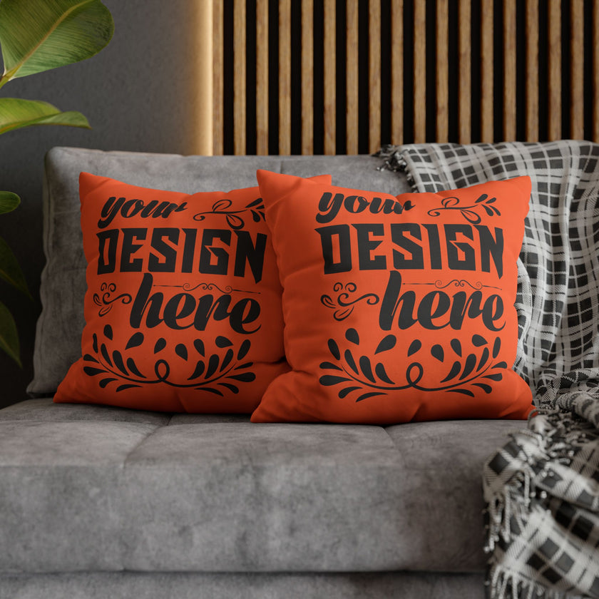 Customizable Square Poly Canvas Pillowcase with Concealed Zipper Closure