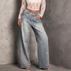 Nameria Rhinestone High Waist Wide Leg Denim Trousers