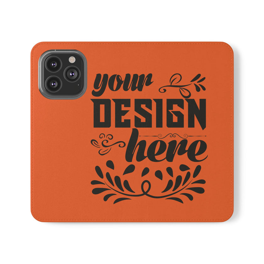 Customizable Flip Folio Phone Case With Card Slots Stand And Elastic Strap