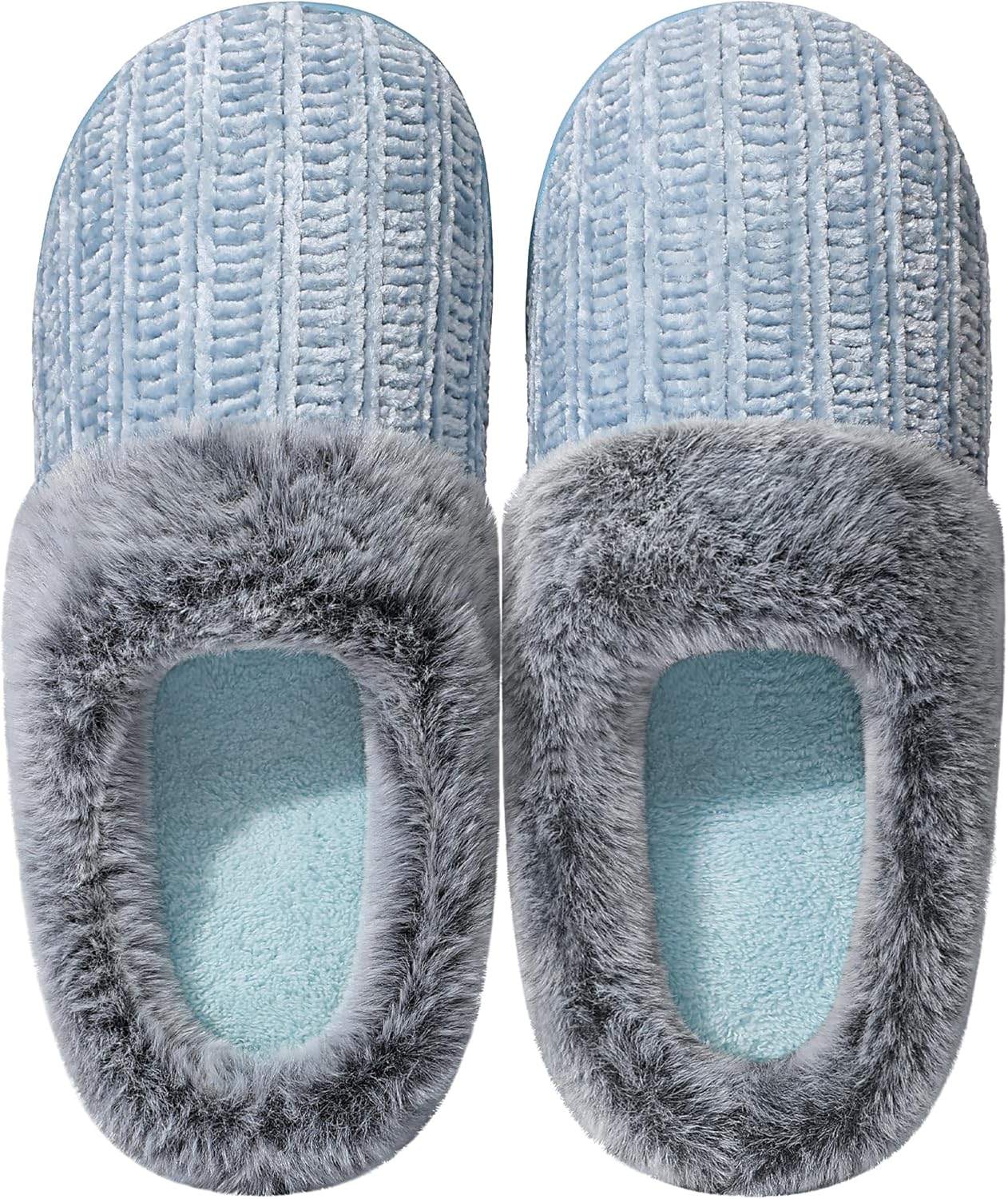 Women’s Memory Foam Plush Knit Slippers – Warm Cozy Indoor/Outdoor Comfort